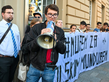 Protest w Krakowie w związku z prapremierą „Zielonej granicy”