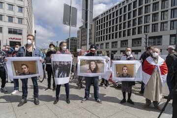 Protest w sprawie uwolnienia więźniów politycznych na Białorusi