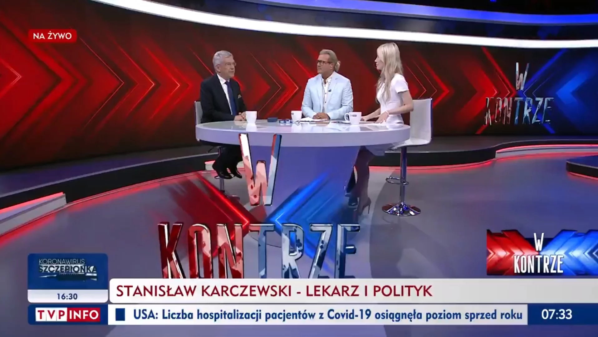 Kadr z programu „W Kontrze” w TVP Info