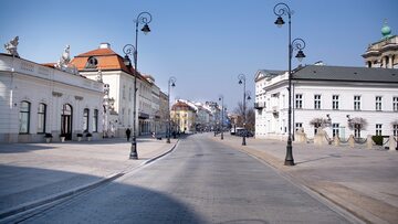 Pusta Warszawa w czasie epidemii koronawirusa w marcu