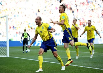 Radość Szwedów po zdobytej bramce