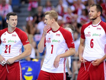 Rafał Buszek (pierwszy z lewej), Artur Szalpuk i Bartosz Kurek w 2017 roku