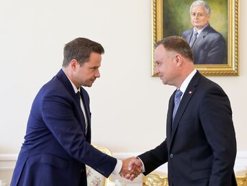 Rafał Trzaskowski i Andrzej Duda. Spotkanie w Pałacu Prezydenckim 30 lipca 2020 roku