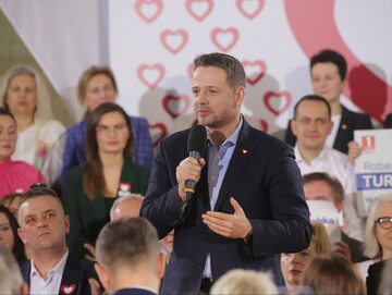 Rafał Trzaskowski podczas spotkania w Olsztynie