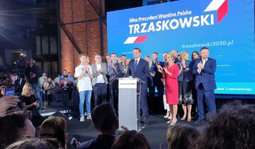 Rafał Trzaskowski podczas wieczoru wyborczego w Warszawie
