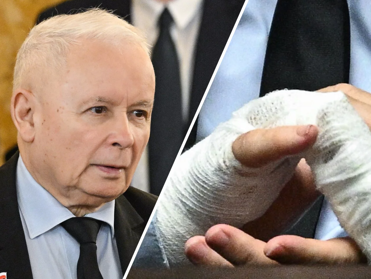 Dłoń Jarosława Kaczyńskiego przykuła uwagę w Sejmie. „Mały wypadek”