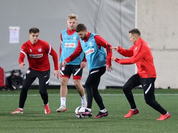 Reprezentanci Polski na treningu przed meczem z Andorą
