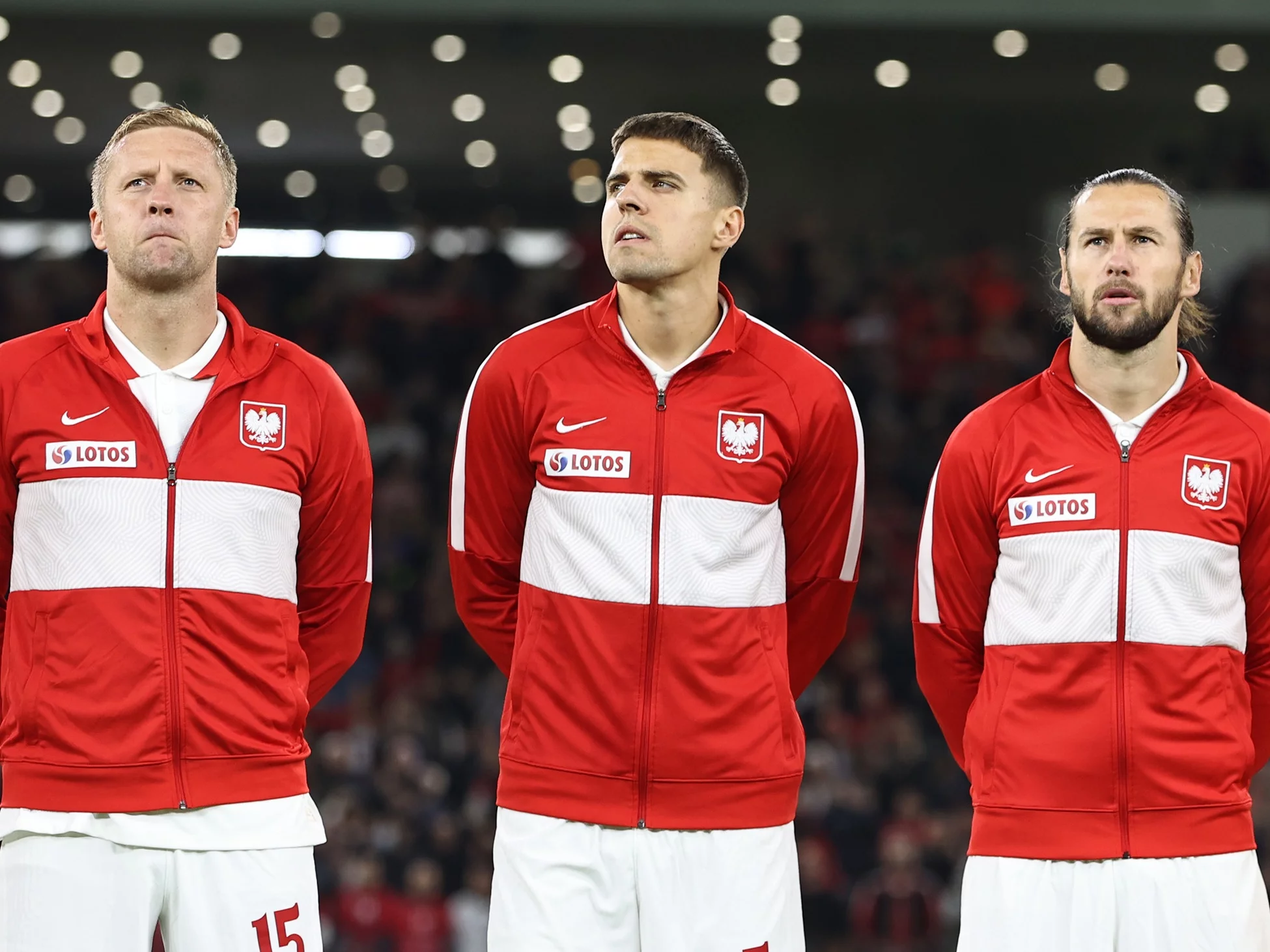 Od lewej: Kamil Glik, Jan Bednarek i Grzegorz Krychowiak