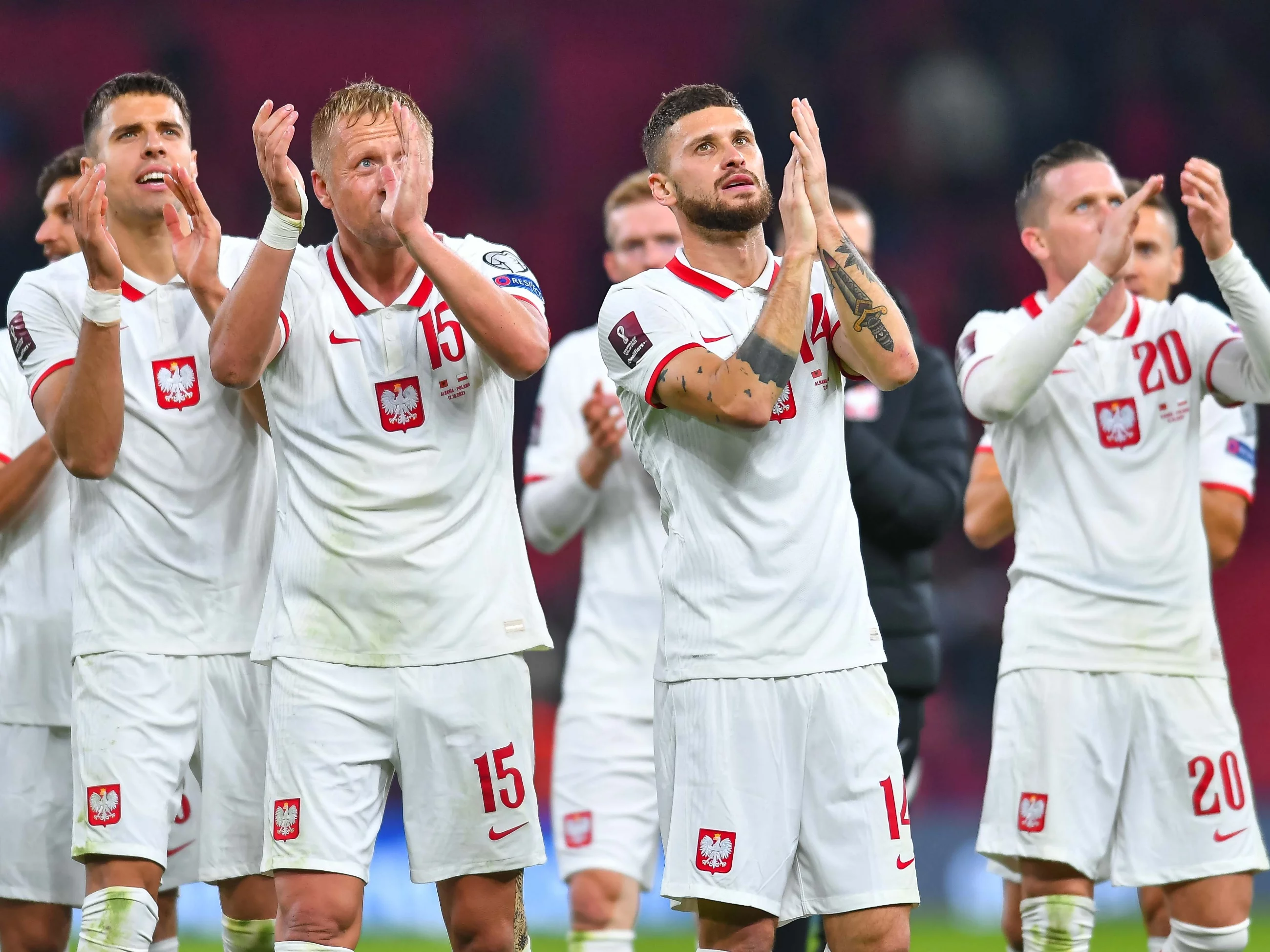 Od lewej: Jan Bednarek, Kamil Glik, Mateusz Klich i Piotr Zieliński