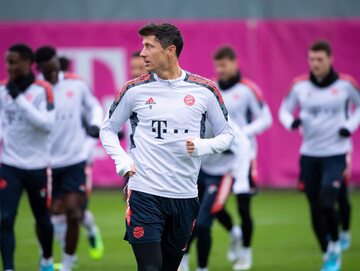 Robert Lewandowski na treningu Bayernu Monachium