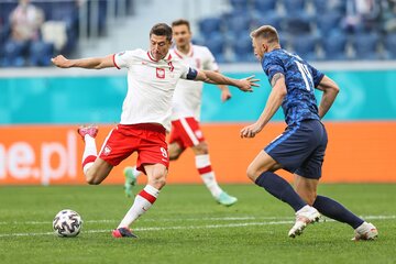 Robert Lewandowski w meczu ze Słowacją