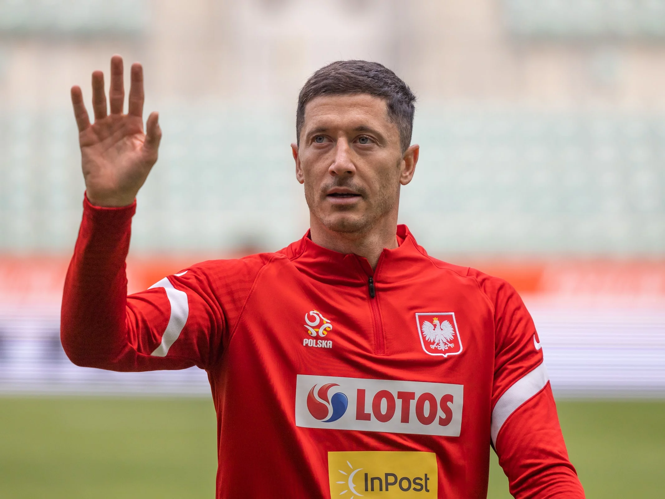 Robert Lewandowski podczas treningu reprezentacji Polski