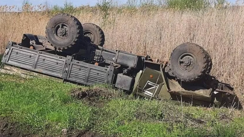 Zniszczony rosyjski pojazd