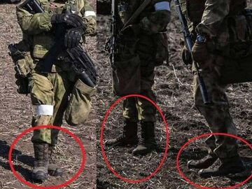 Rosyjscy żołnierze w ukraińskich butach