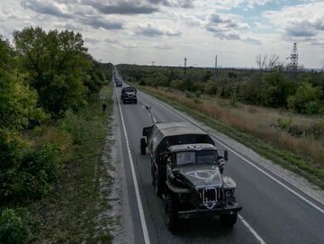 Rosyjskie pojazdy wojskowe w obwodzie charkowskim