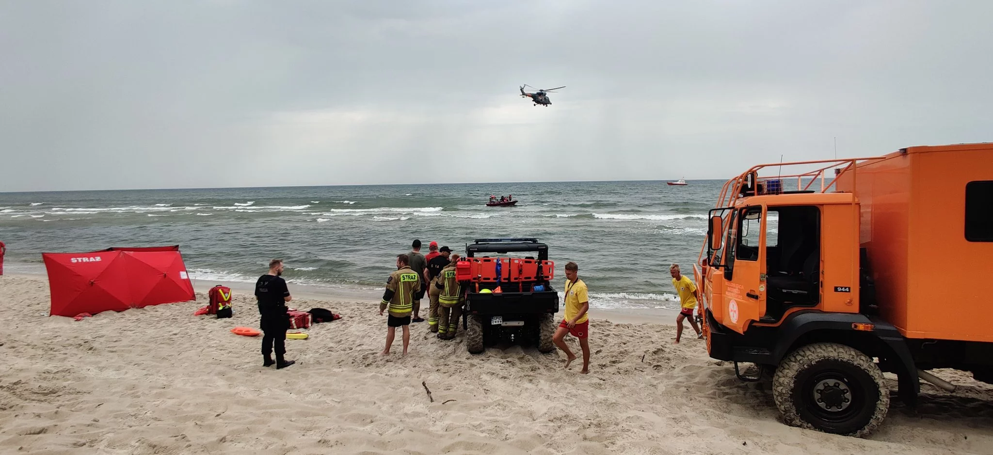 Akcja poszukiwawcza na plaży w Rozewiu