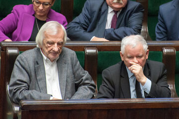 Ryszard Terlecki i Jarosław Kaczyński w Sejmie