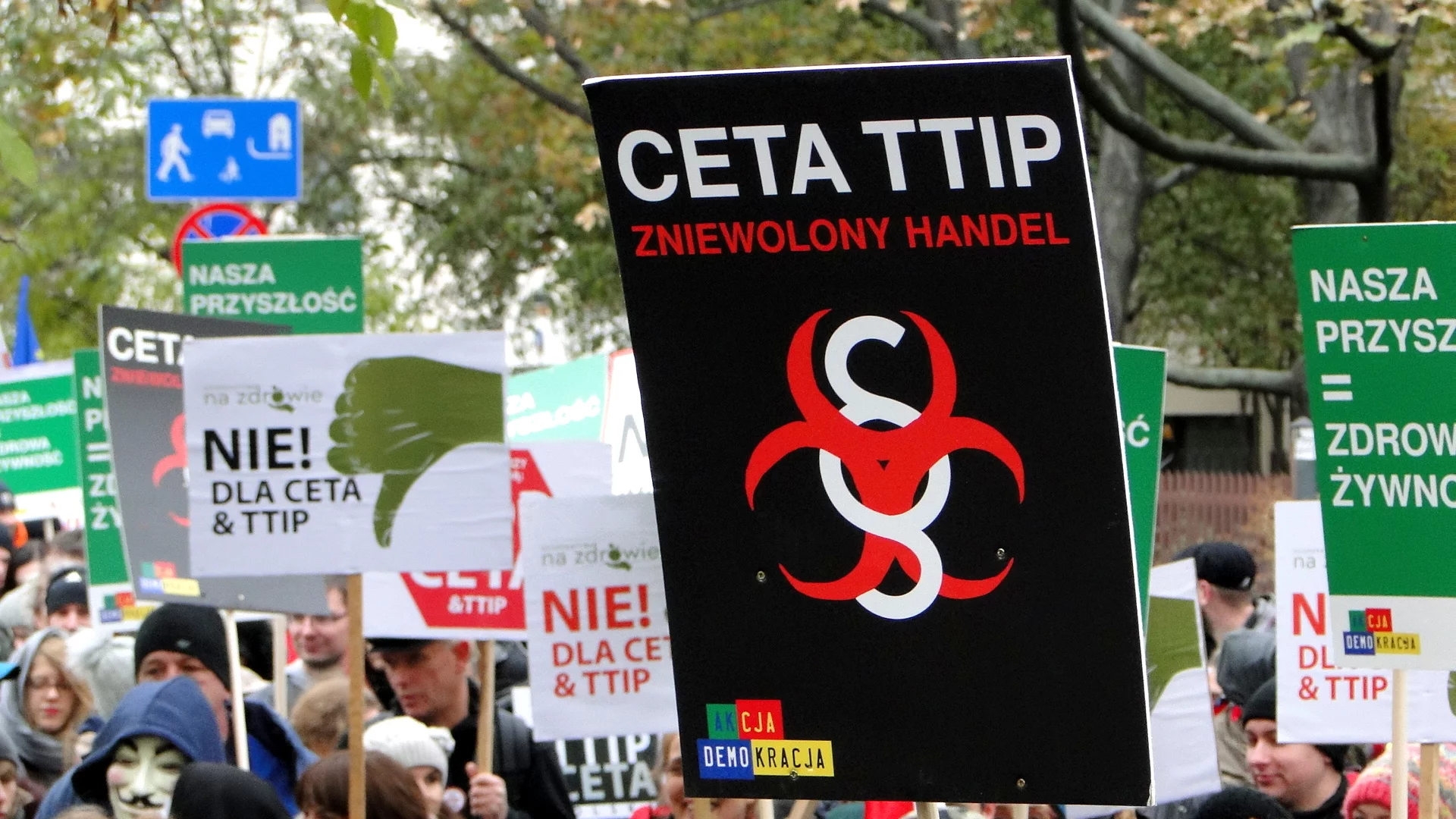 Protest przeciwko CETA w Warszawie