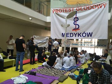 Sala, w której odbywa się protest głodowy medyków