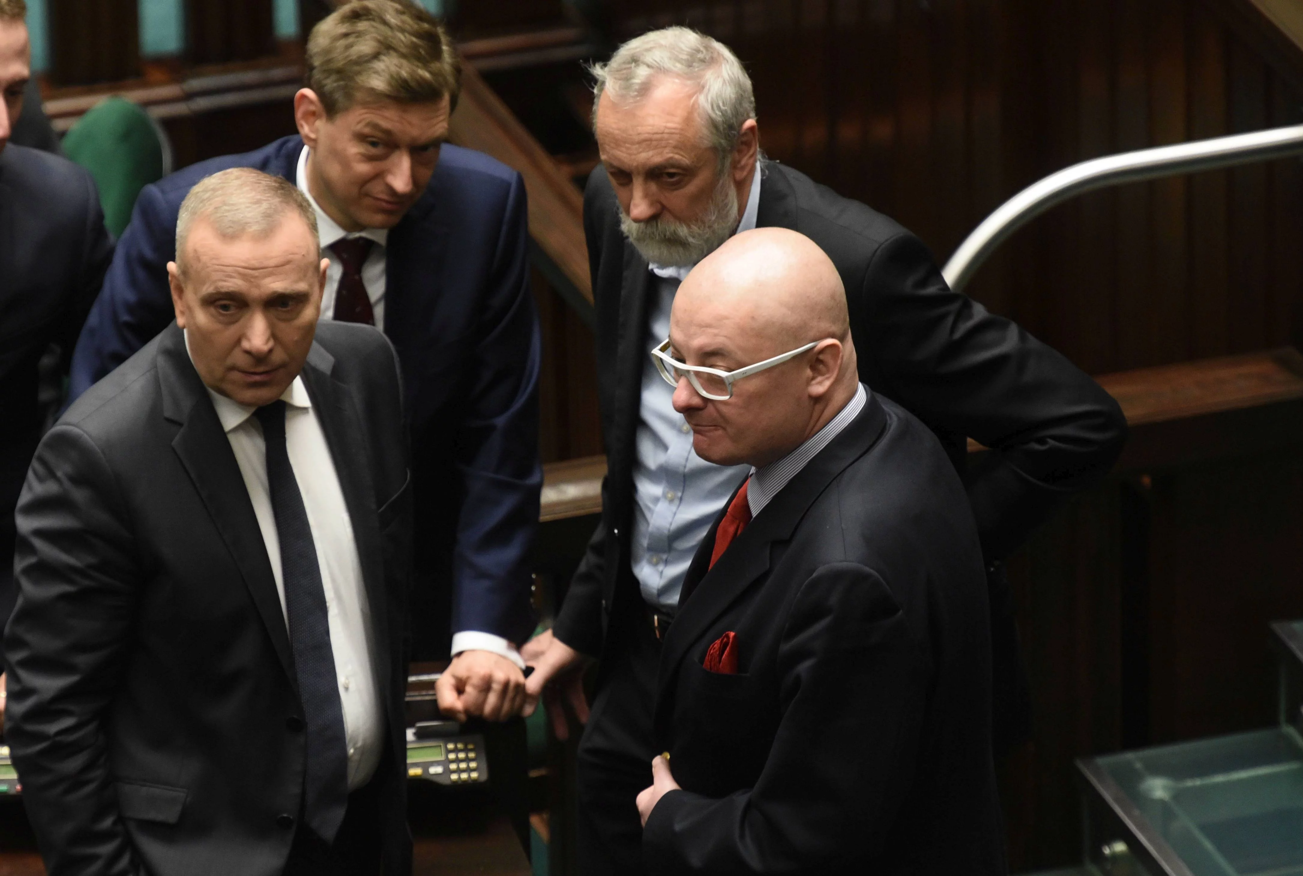 Grzegorz Schetyna i Michał Kamiński (w tle Rafał Grupiński i Mariusz Witczak)