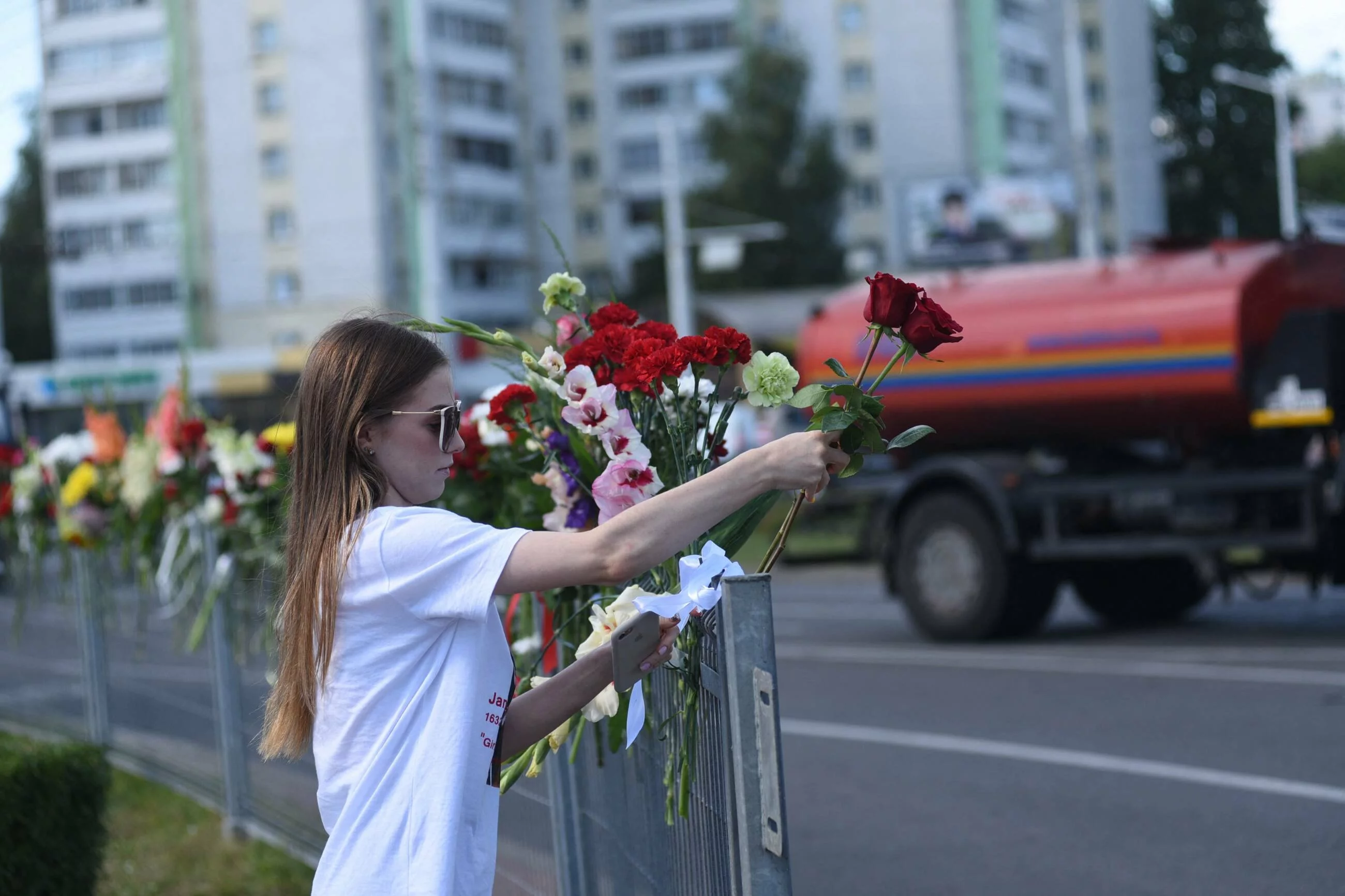 Jedna z protestujących na Białorusi