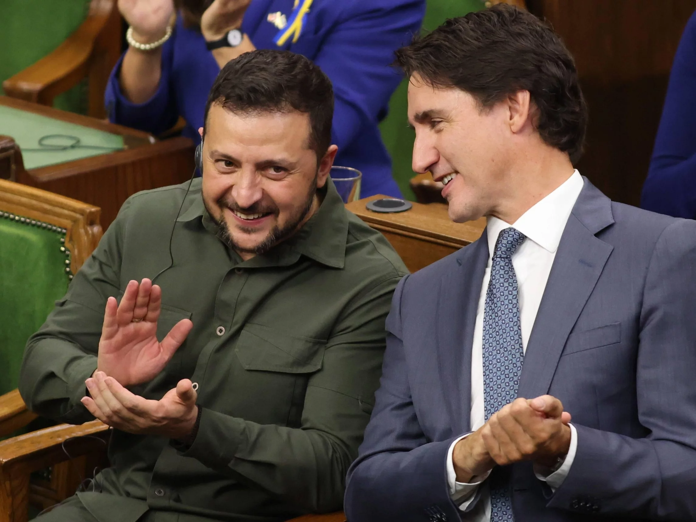 Prezydent Wołodymyr Zełenski i premier Justin Trudeau w kandyjskiej Izbie Gmin