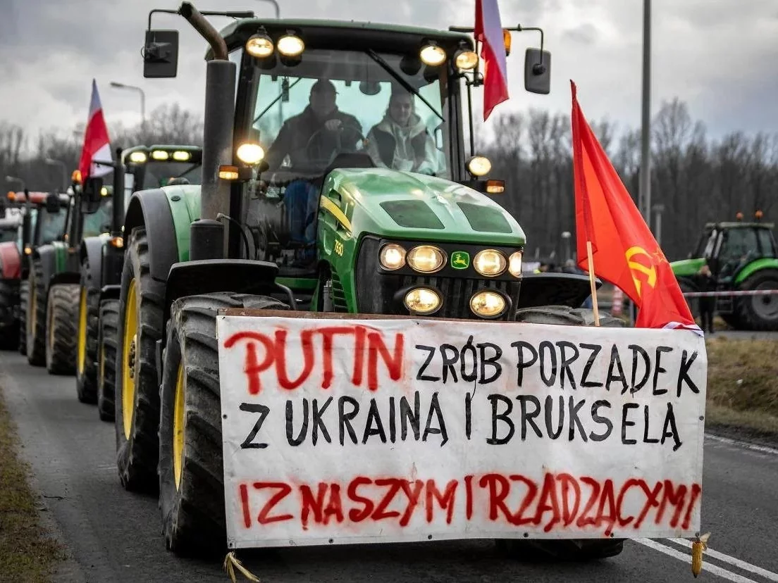 Skandaliczny transparent na proteście rolników