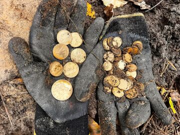 Skarb złotych monet znaleziony przez Stowarzyszenie Szczecińska Grupa Eksploracyjna