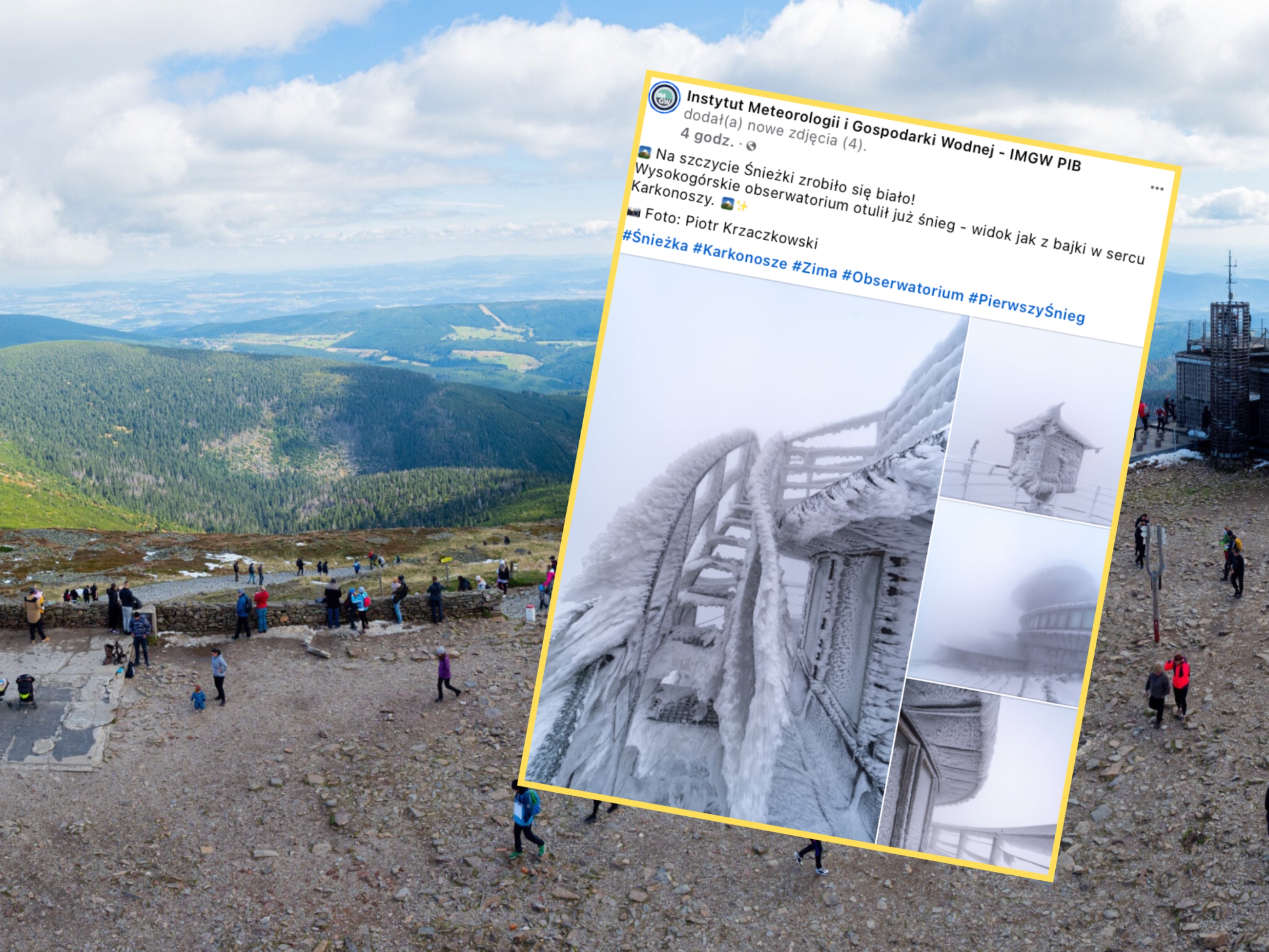 Śnieżka w bieli. IMGW pokazuje zdjęcia