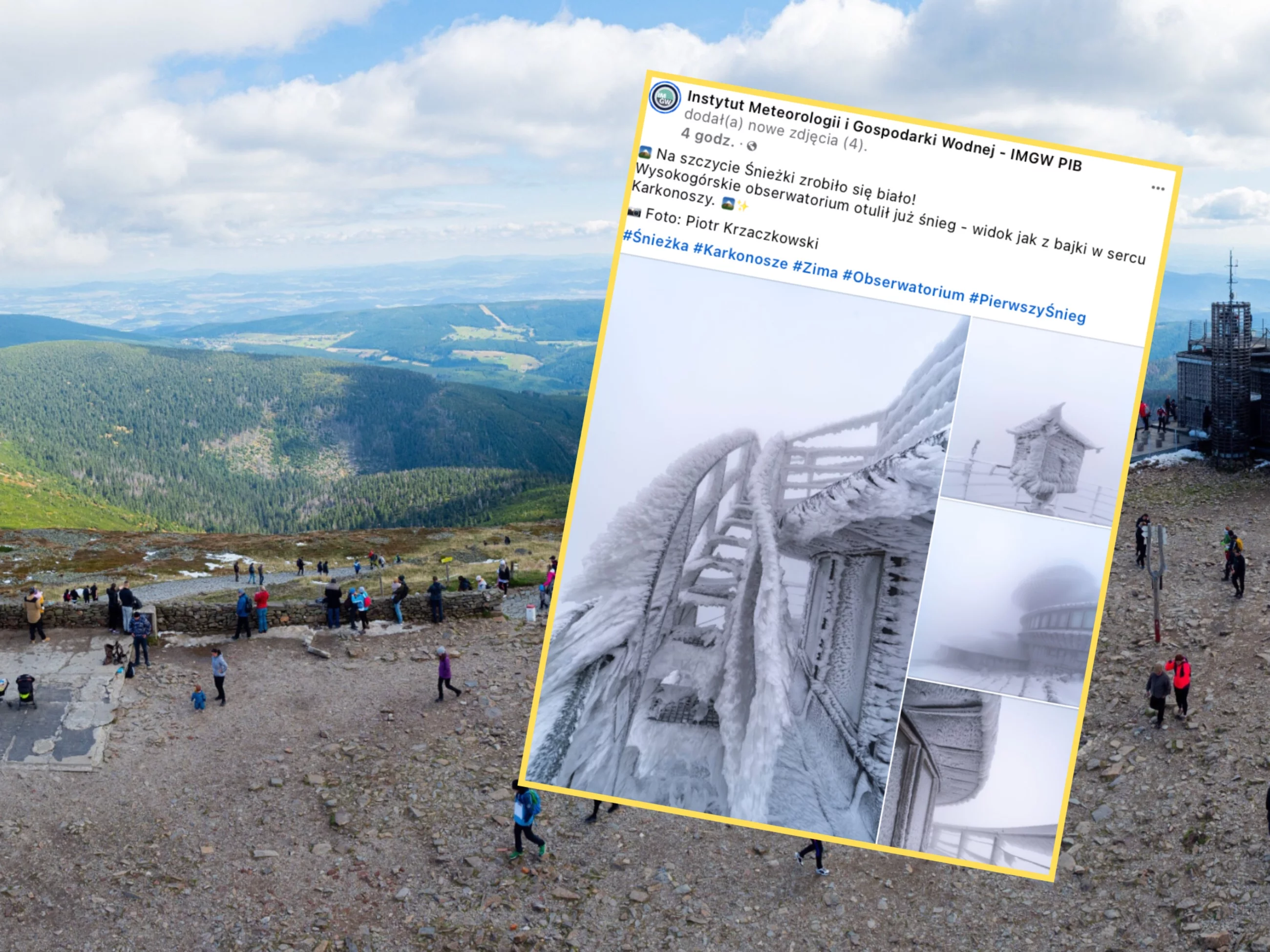 Śnieżka w bieli. IMGW pokazuje zdjęcia