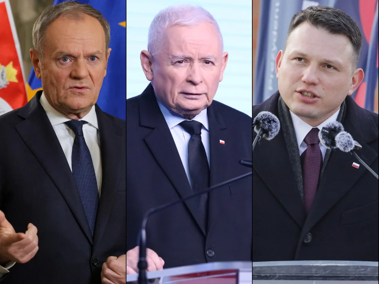 Donald Tusk, Jarosław Kaczyński, Sławomir Mentzen