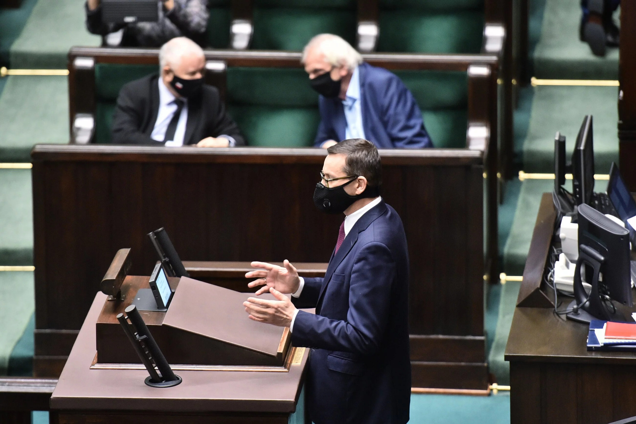 Premier Mateusz Morawiecki podczas wystąpienia w sprawie budżetu UE