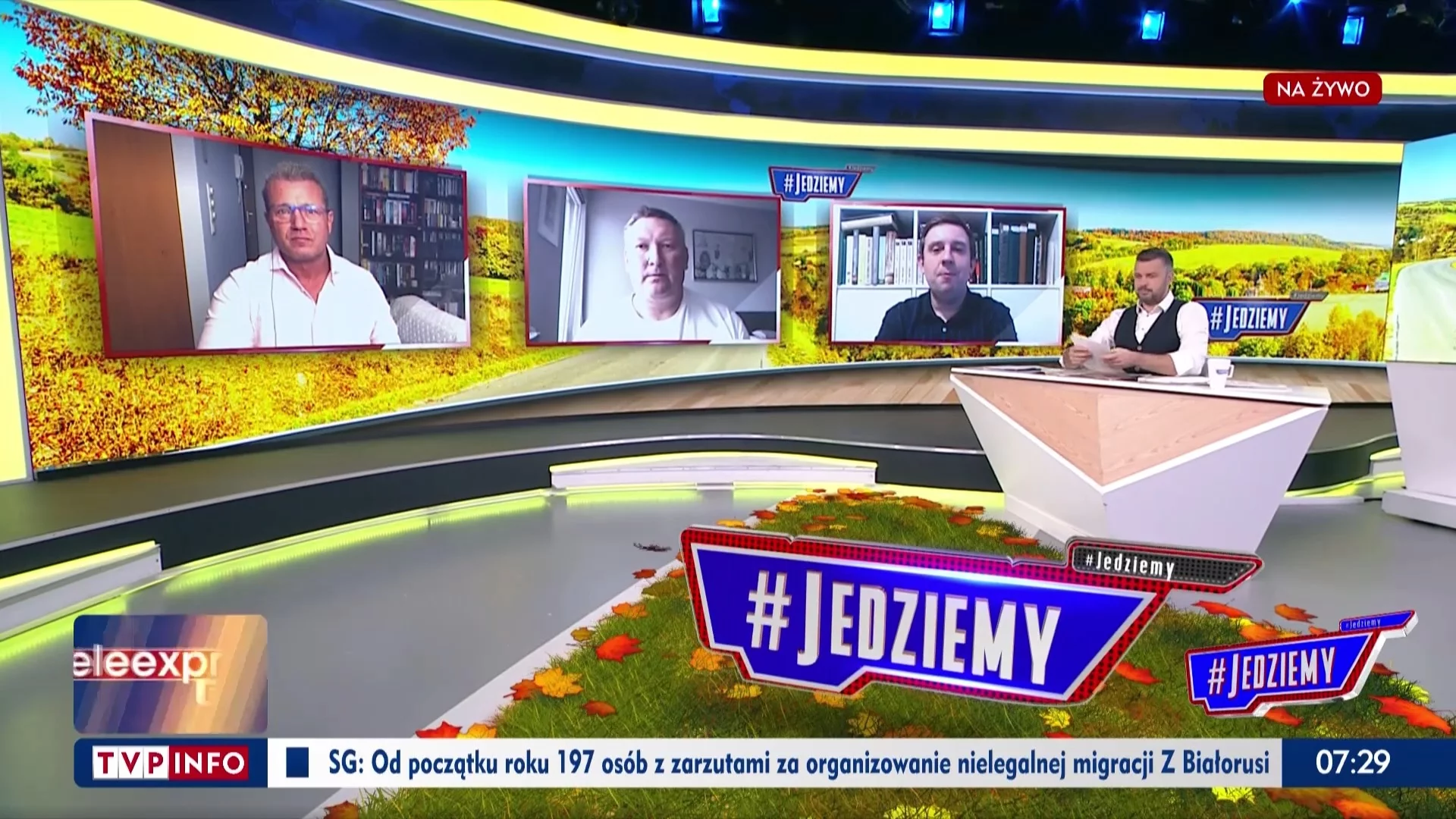 Kadr z programu „#Jedziemy” w TVP Info