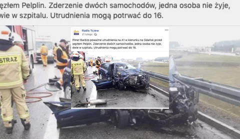 Doniesienia o wypadku na A1