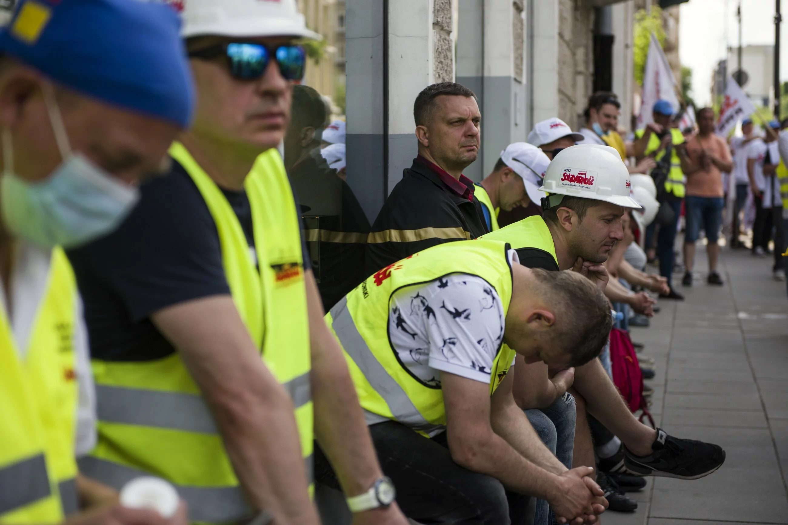 Protest związkowców z KWB Turów w Warszawie w czerwcu 2021 r.