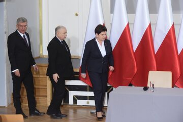 Stanisław Karczewski, Jarosław Kaczyński i Beata Szydło