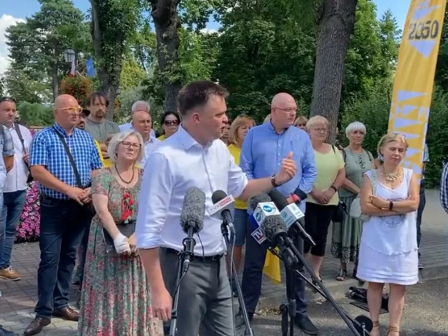 Szymon Hołownia i poseł Michał Gramatyka w Ciechocinku