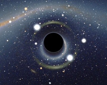 Symulowany widok czarnej dziury umieszczonej przed Wielkim Obłokiem Magellana