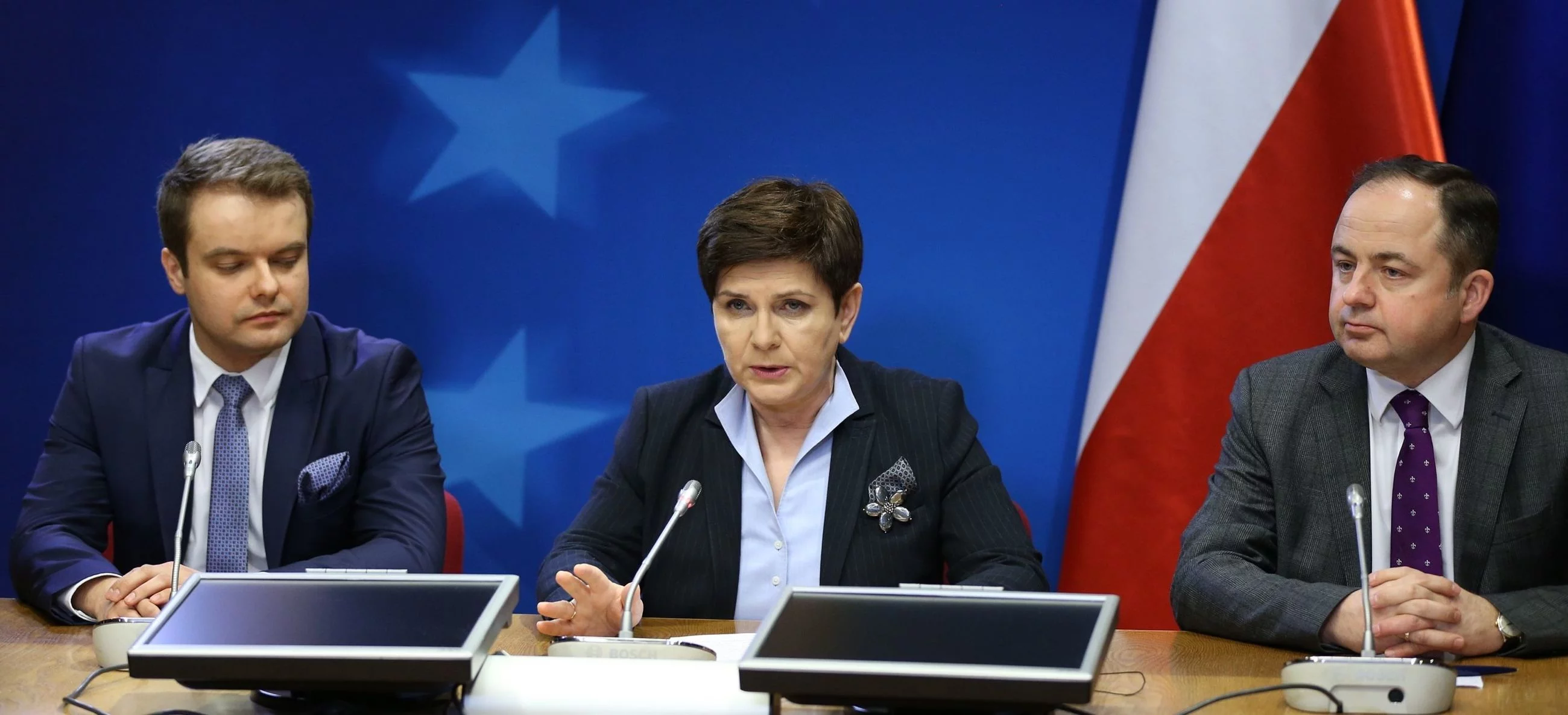 Beata Szydło, Rafał Bochenek i Konrad Szymański po reelekcji Donalda Tuska