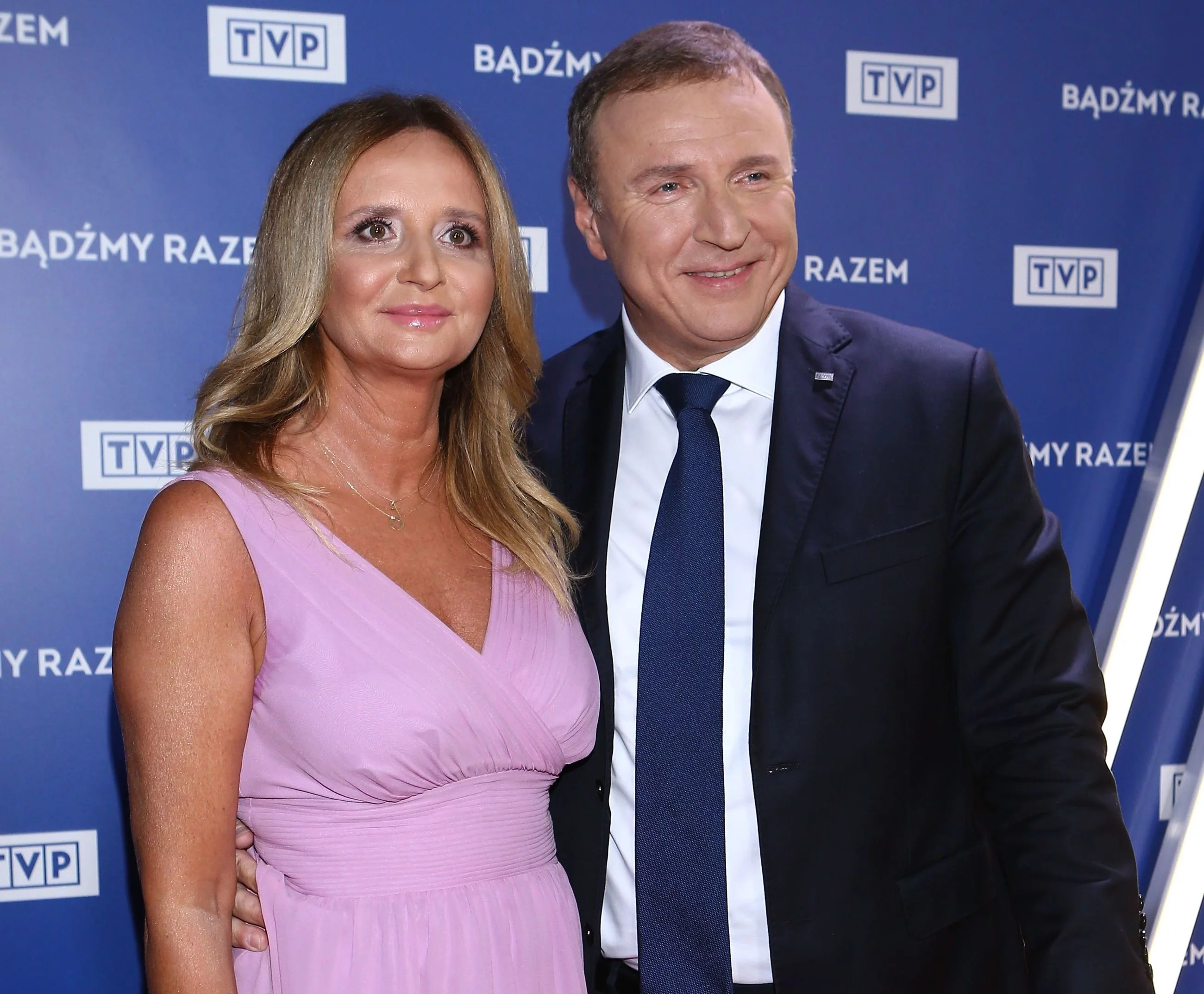 Joanna Klimek i Jacek Kurski na uroczystym przedstawieniu jesiennej ramówki Telewizji Polskiej