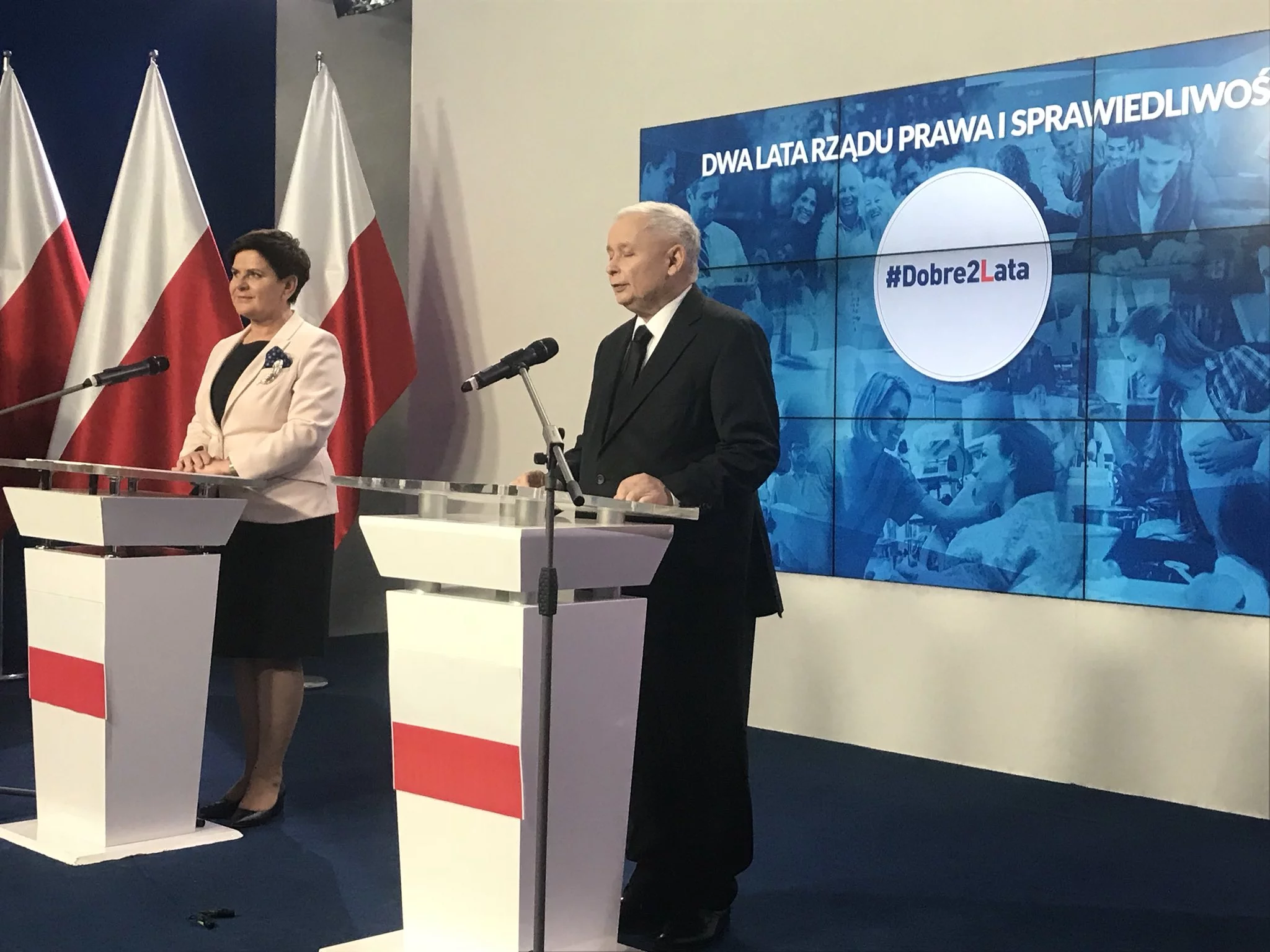 Konferencja Beaty Szydło i Jarosława Kaczyńskiego