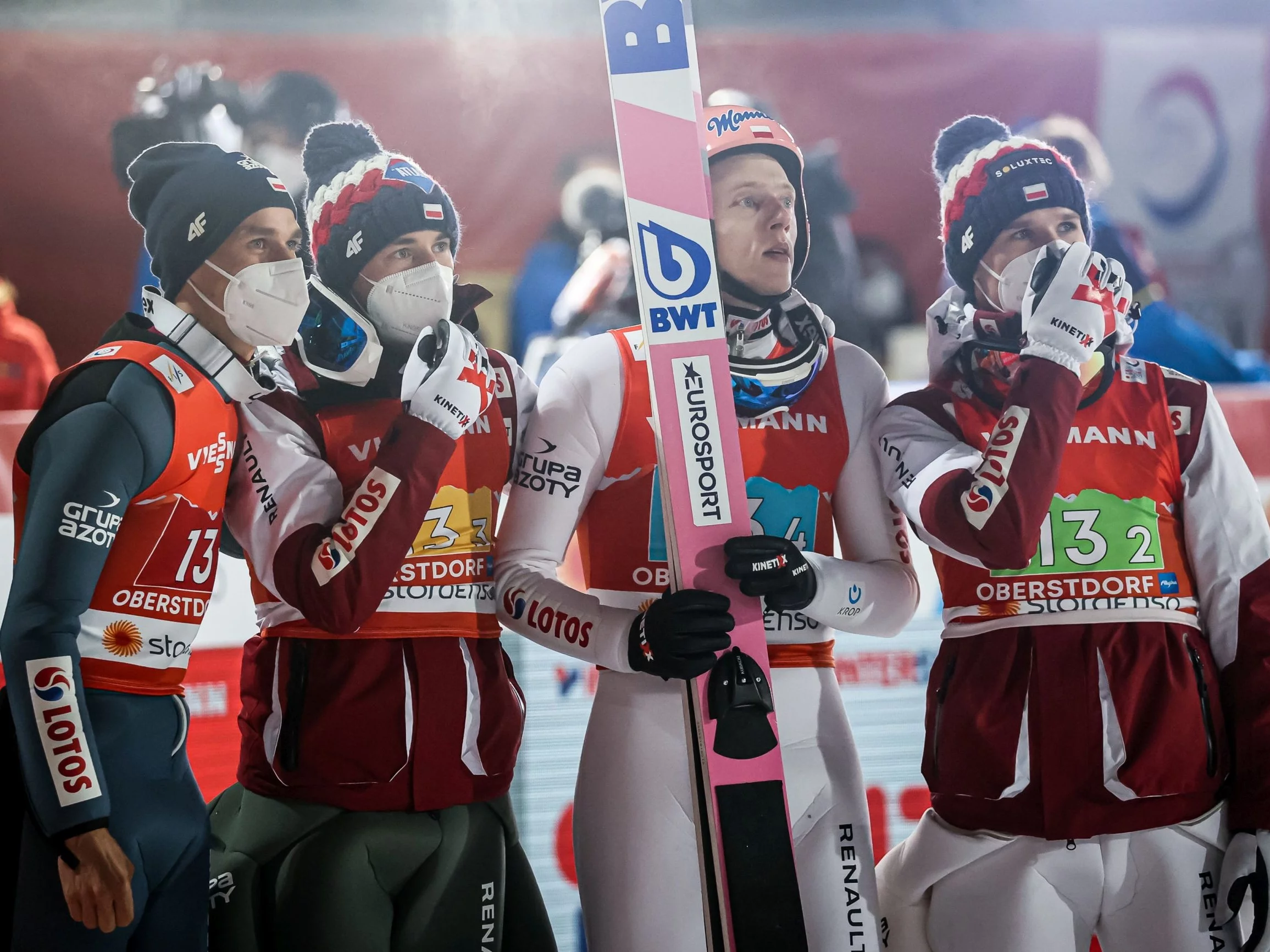 Piotr Żyła, Kamil Stoch, Dawid Kubacki i Andrzej Stękała