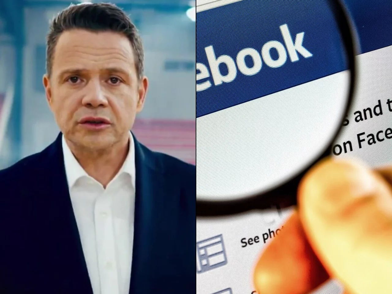Rafał Trzaskowski i logo Facebooka