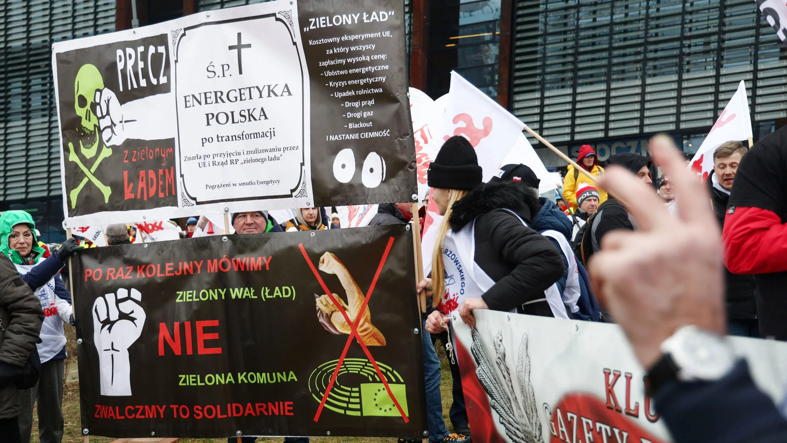 Gdańsk. Protest NSZZ „Solidarność” przeciwko Zielonemu Ładowi
