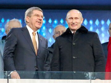 Thomas Bach (szef MKOl) i Władimir Putin