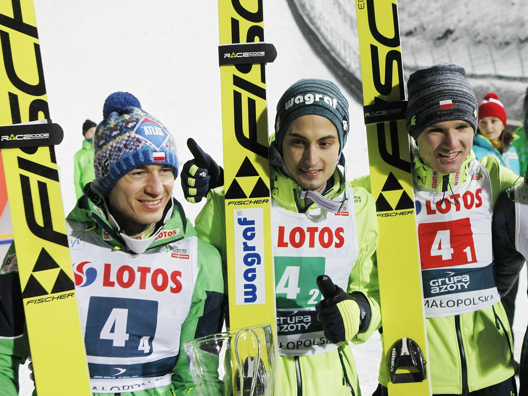 Kamil Stoch, Maciej Kot i Andrzej Stękała