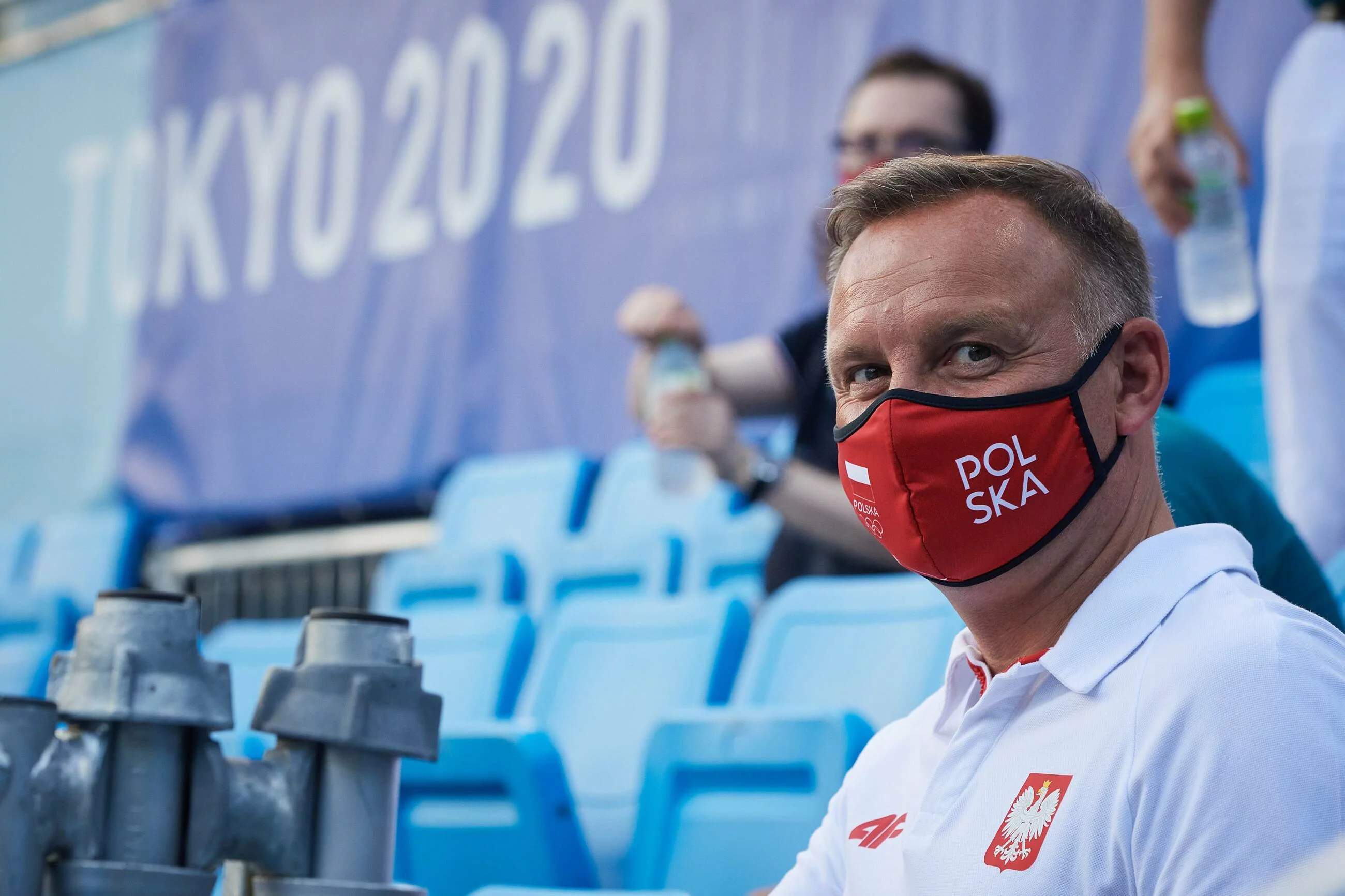 Andrzej Duda na meczu polskich tenisistów w Tokio