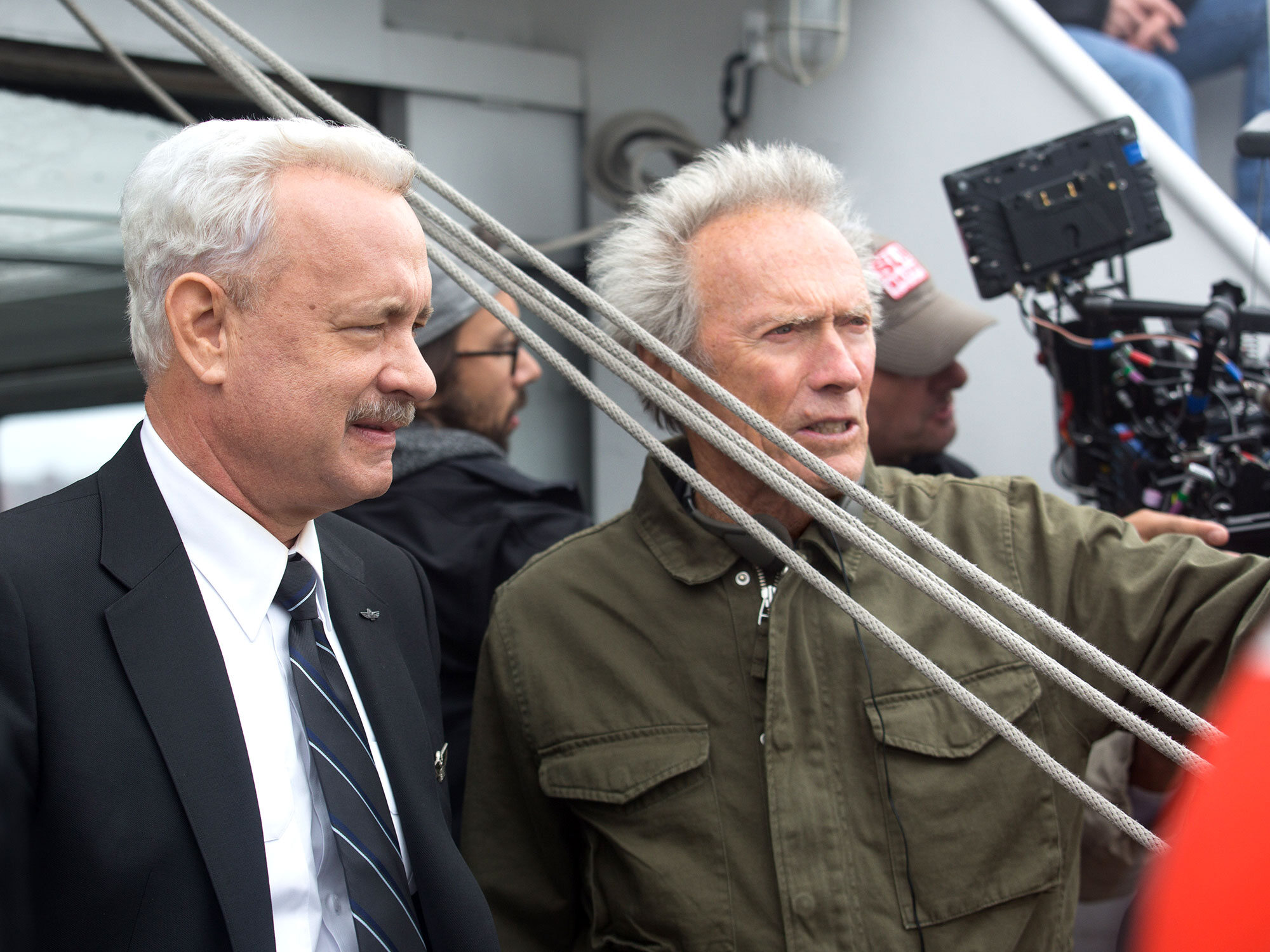 Tom Hanks i Clint Eastwood na planie filmu „Sully”