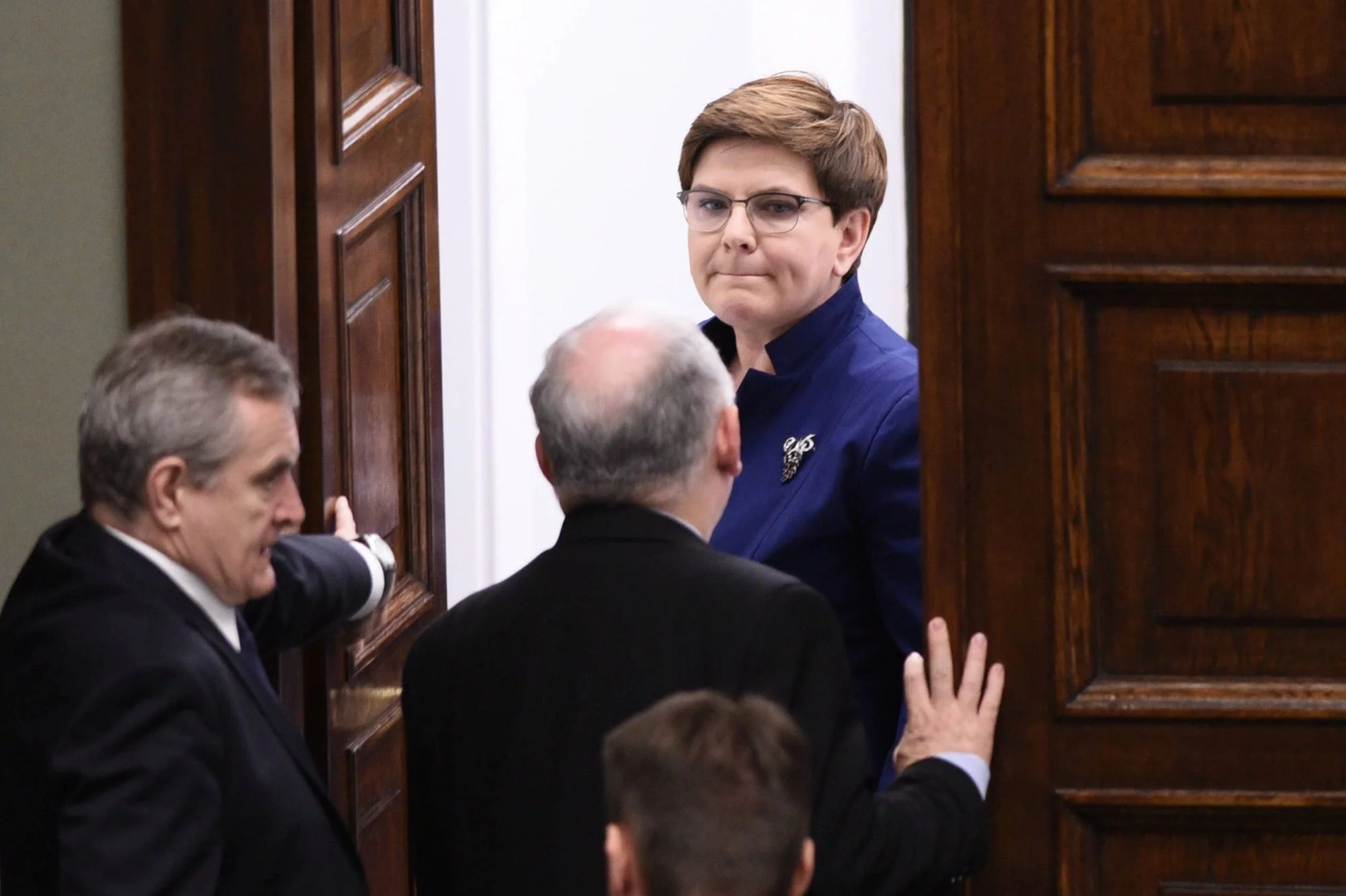 Beata Szydło, Jarosław Kaczyński i Piotr Gliński w Sejmie