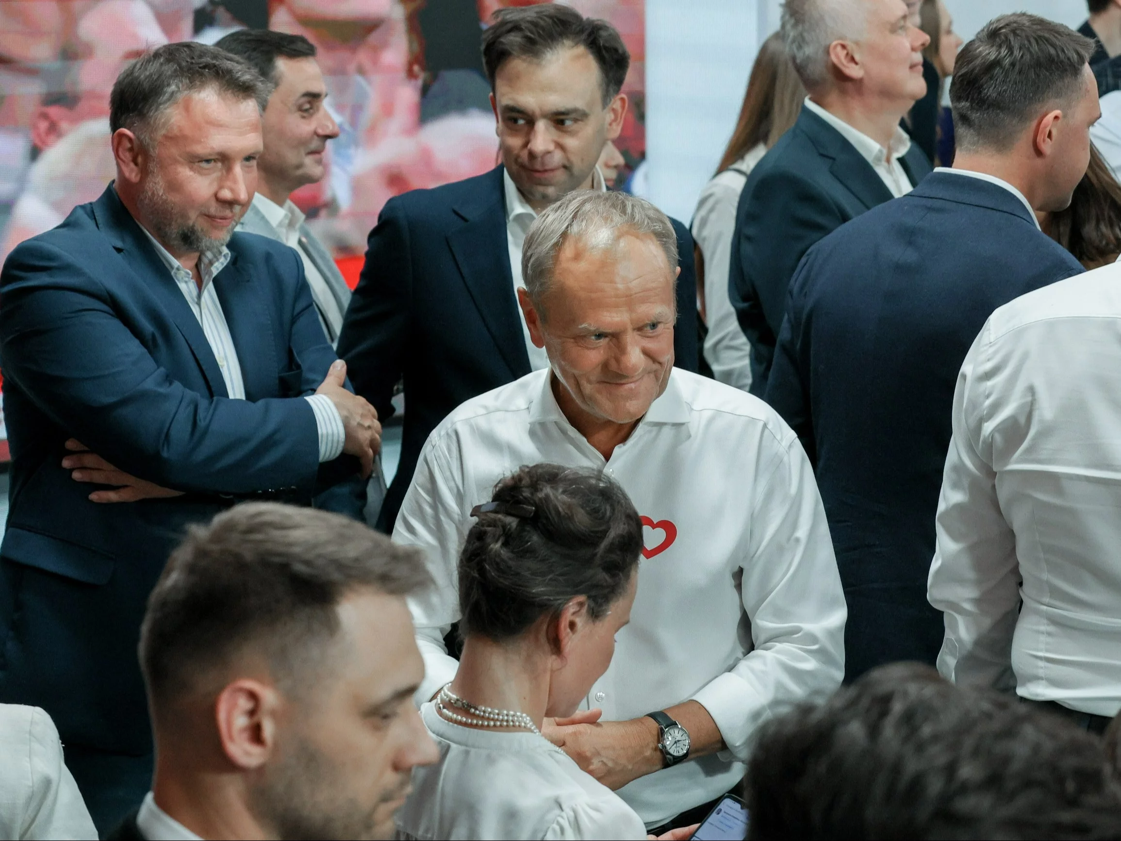 Donald Tusk podczas wieczoru wyborczego Rafała Trzaskowskiego